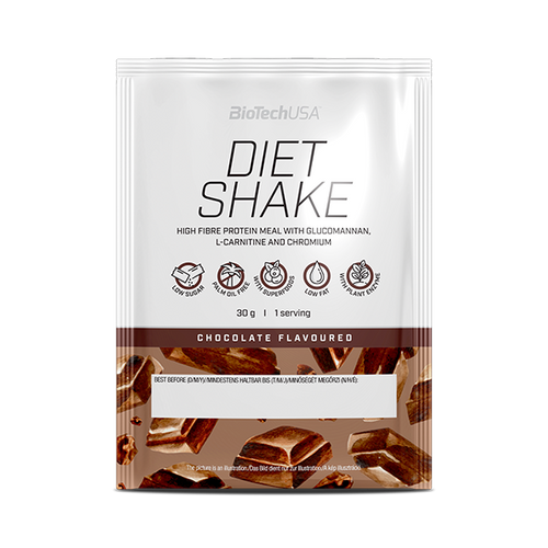 BioTechUSA Diet Shake ballaststoffreiches Eiweißgetränkepulver mit niedrigem Fettgehalt, mit Super-Lebensmitteln, frei von Palmöl.