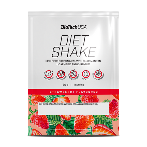 BioTechUSA Diet Shake ballaststoffreiches Eiweißgetränkepulver mit niedrigem Fettgehalt, mit Super-Lebensmitteln, frei von Palmöl.