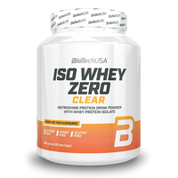BioTechUSA Iso Whey Zero Clear ist ein aromatisiertes, einem Erfrischungsgetränk ähnliches Getränkepulver auf Molkeneiweiß-Isolat-Basis, das zucker-, fett-, laktose- und glutenfrei ist.