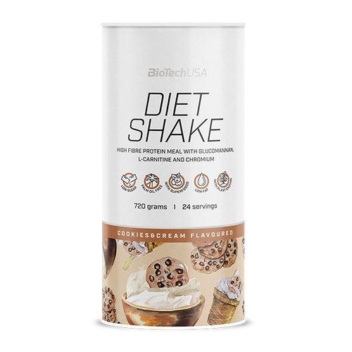 BioTechUSA Diet Shake ballaststoffreiches Eiweißgetränkepulver mit niedrigem Fettgehalt, mit Super-Lebensmitteln, frei von Palmöl.