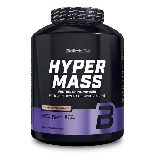 Hyper Mass ist eine Weight Gainer der Extraklasse! Dieser Massezuwachs-Drink enthält mit Kohlenhydraten, Proteinen und Kreatin alles, was man zum Muskelaufbau und für ein kraftvolles Training braucht.