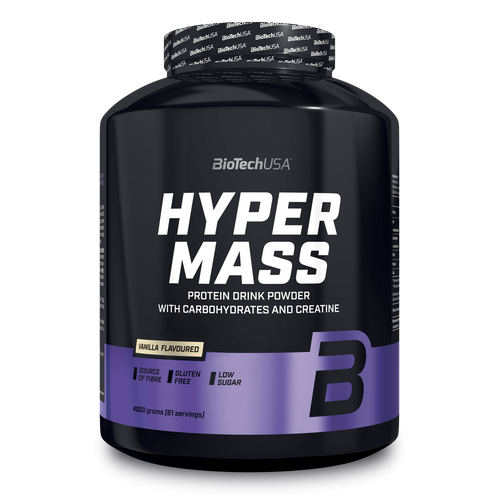 Hyper Mass ist eine Weight Gainer der Extraklasse! Dieser Massezuwachs-Drink enthält mit Kohlenhydraten, Proteinen und Kreatin alles, was man zum Muskelaufbau und für ein kraftvolles Training braucht.
