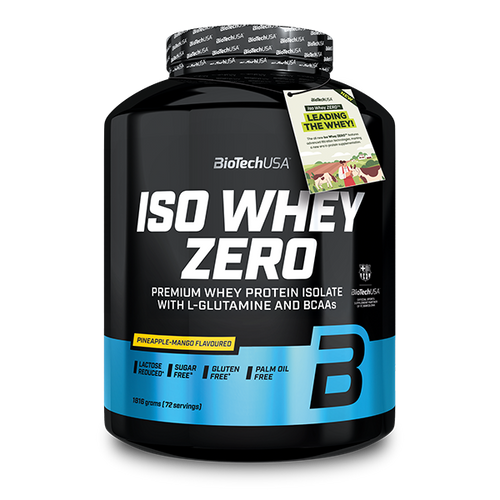Premium Molkenprotein-Isolat Getränkepulver, mit reduziertem Laktosegehalt, zucker*- und glutenfrei**, mit zugesetzten BCAA und Glutamin Aminosäuren, Zucker und Süßstoff. 