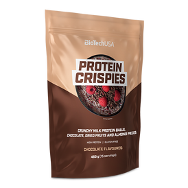 BioTechUSA Protein Crispies – Glutenfreies Frühstück mit hohem Proteingehalt und Schokogeschmack, mit Zucker und Süßungsmittel.