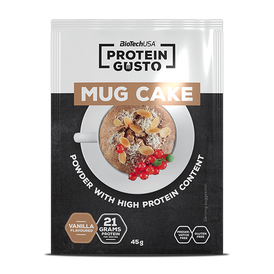 Hochproteinhaltiges Becherkuchen-Pulver, mit Süßungsmittel.